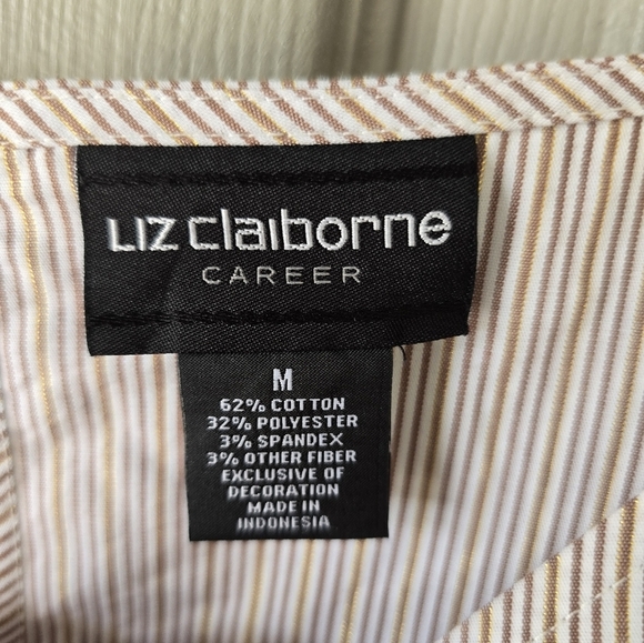 Liz Claiborne Metallic Pinstripe Tunic Sz M Women Flare 3/4 Sleeve Minimalist - Picture 9 of 13